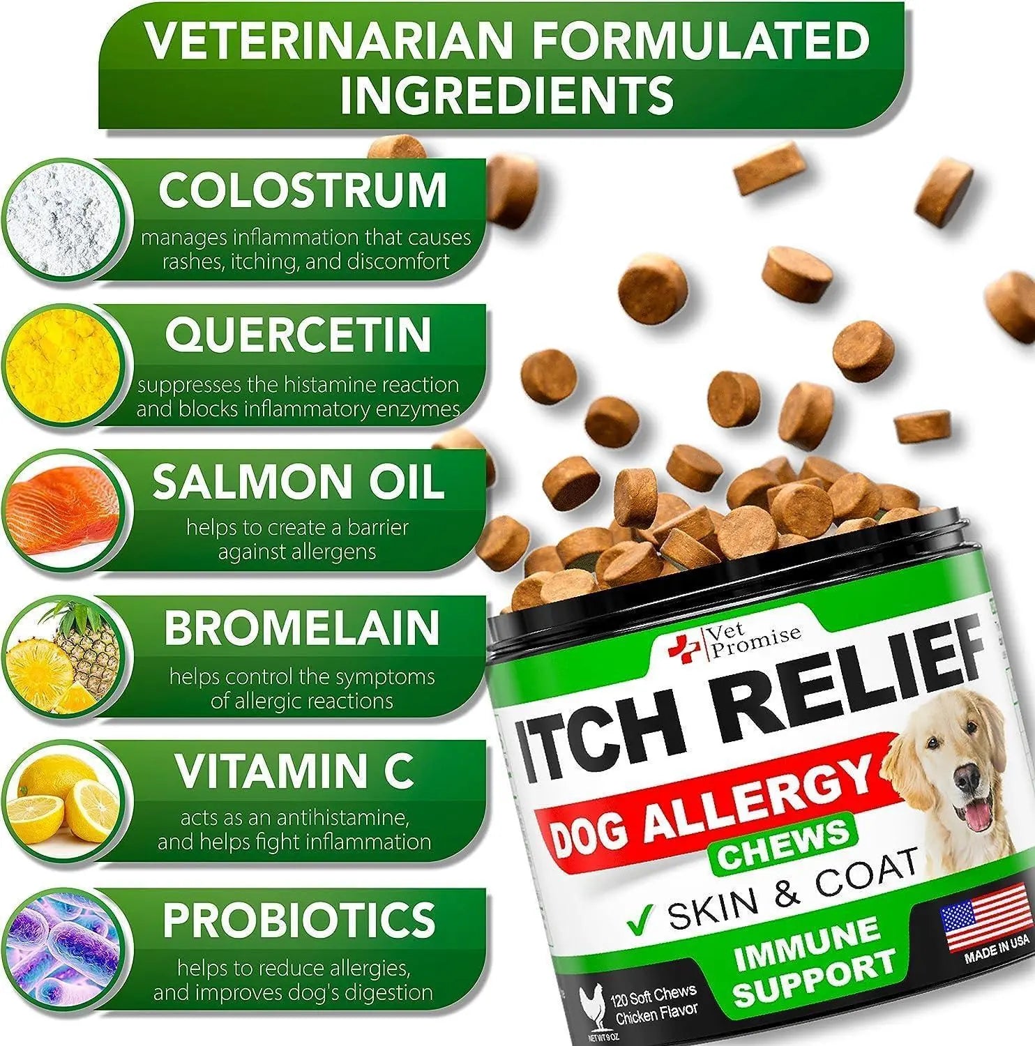 2 Pack Dog Allergy Chews Itch Relief for Dogs Allergy Relief Anti Itch 240 Pcs My Store